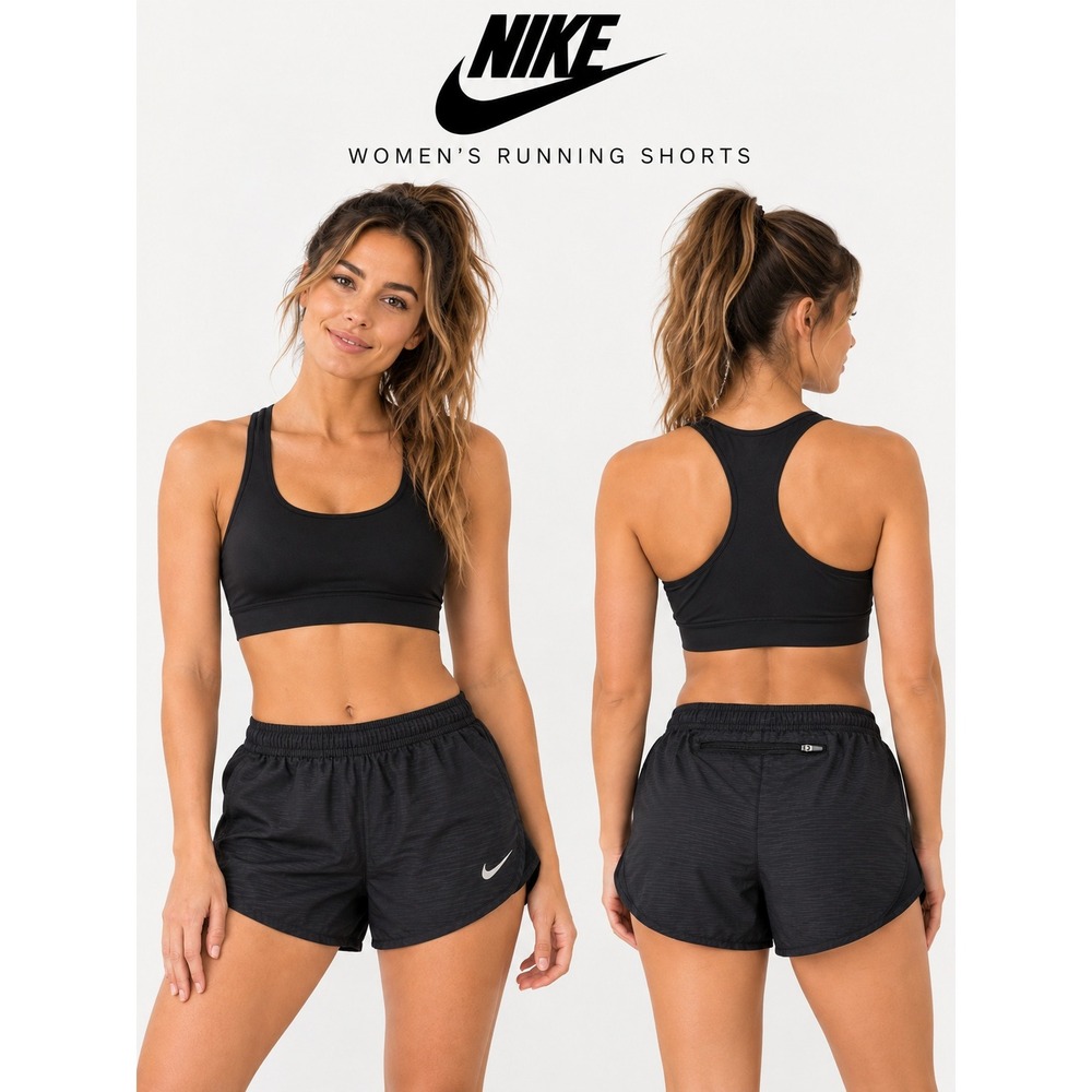 Nike Dri-FIT Womens Running Shorts Black Zipper Pocket Athletic Training Small